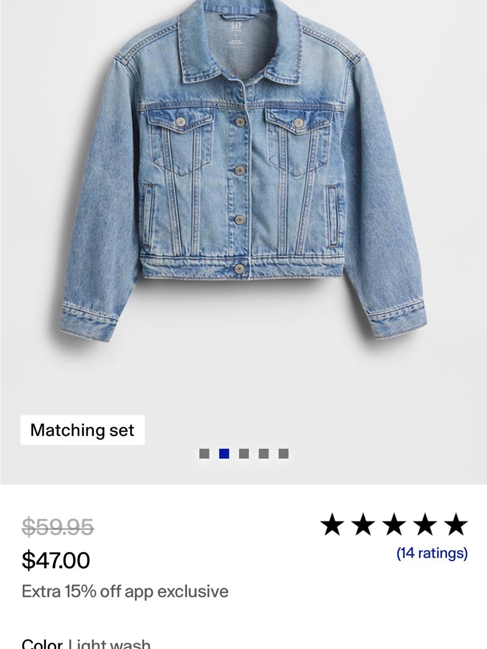 GAP Light Wash Blue Kids Denim Jean Jacket